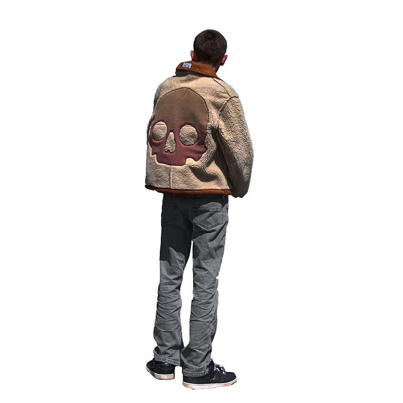 DiZNEW 2023 New OEM Factory Custom Design Logo High Quality Skull Pattern Design Winter Outdoor Casual Men's Woolen Jacket