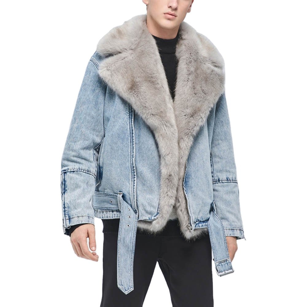 Windbreaker casual winter plus size wool shearling coat men's custom logo long cashmere motorcycle denim jean jacket men