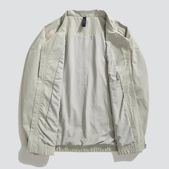 OEM ODM Spring Turndown Collar Men's Lightweight Canvas Jacket Windbreaker Bomber Jacket For Men