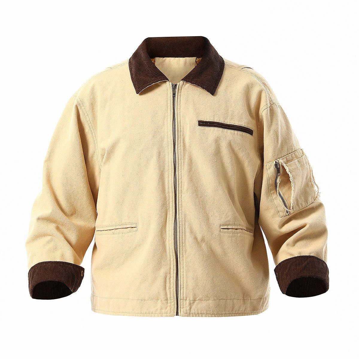 sddlhx custom black brown corduroy collar lined washed vintage varsity button shirts acid wash work canvas jacket with pocket