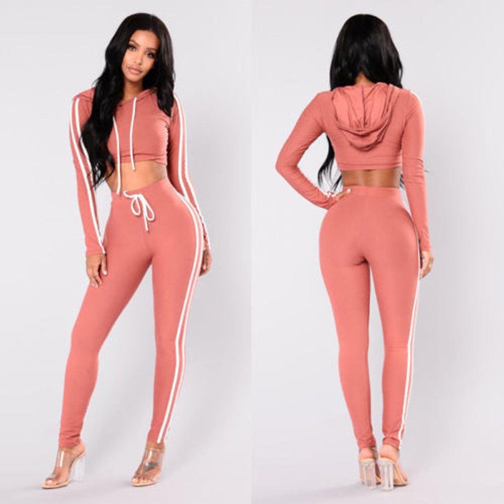 lady clothes 2018 striped side crop hoodie