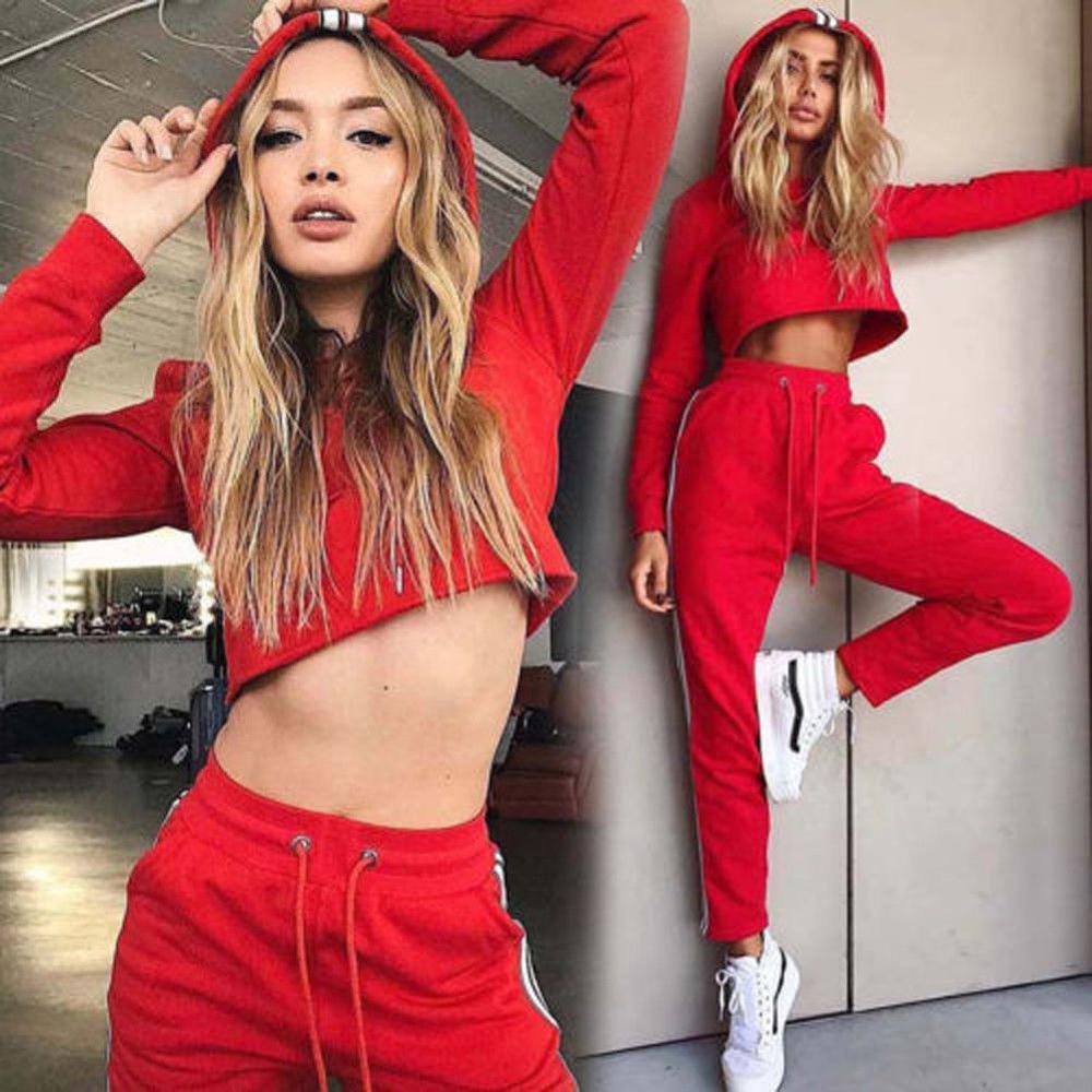lady clothes 2018 striped side crop hoodie