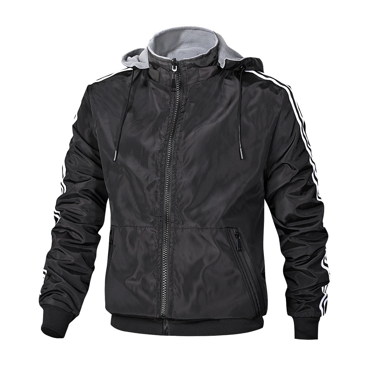 OEM custom Men's Jacket 2022 New Solid Spring And Autumn Casual Hooded Jacket Fashion Plush Coat Sports Reversible jacket