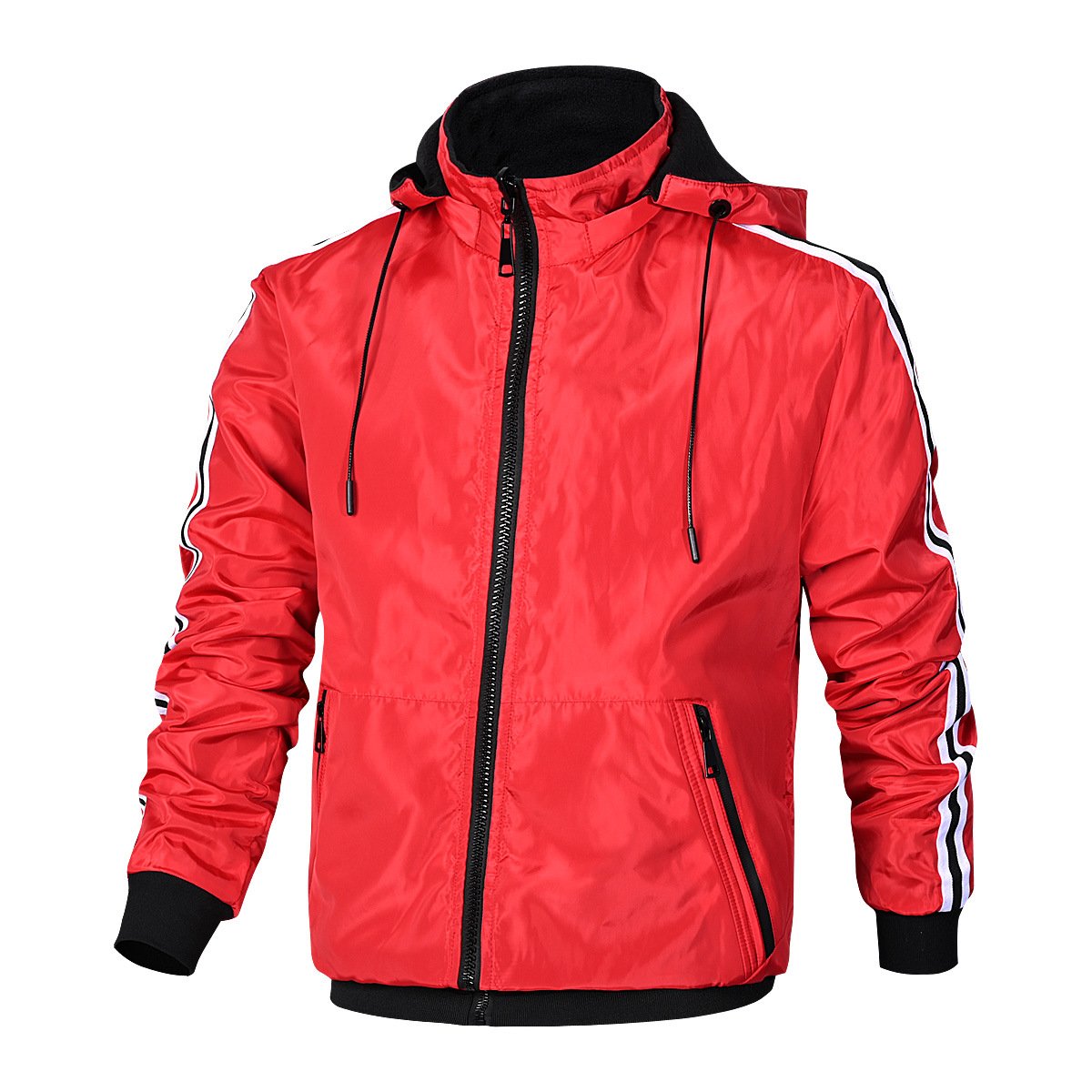 OEM custom Men's Jacket 2022 New Solid Spring And Autumn Casual Hooded Jacket Fashion Plush Coat Sports Reversible jacket