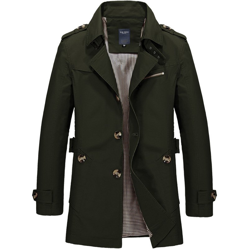 Casual Work Clothes Plus Size Spring Autumn Outdoor Pure Cotton Medium And Long Coat OEM Men's Jackets