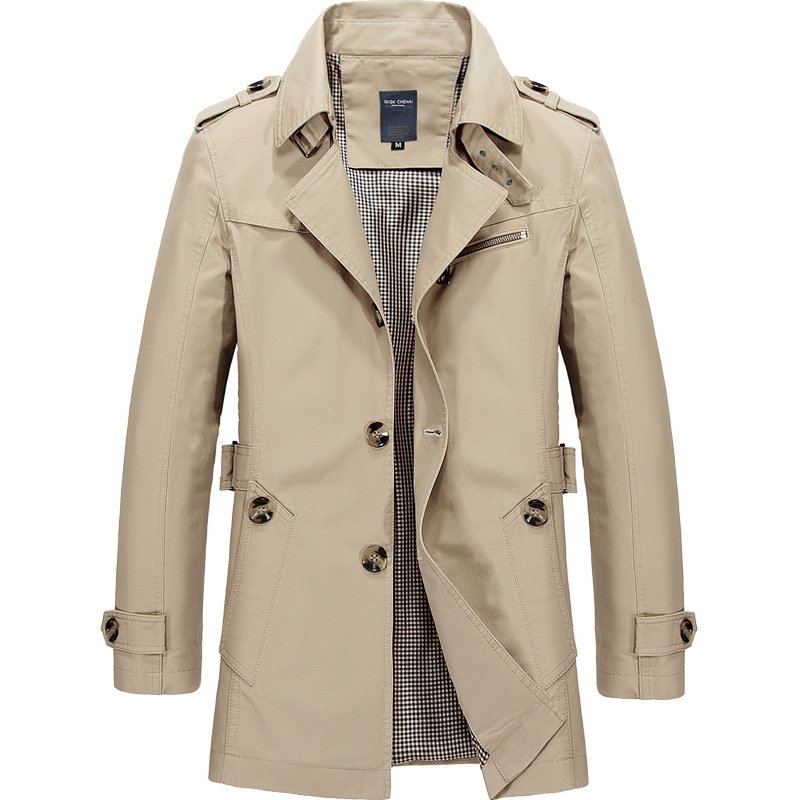 Casual Work Clothes Plus Size Spring Autumn Outdoor Pure Cotton Medium And Long Coat OEM Men's Jackets