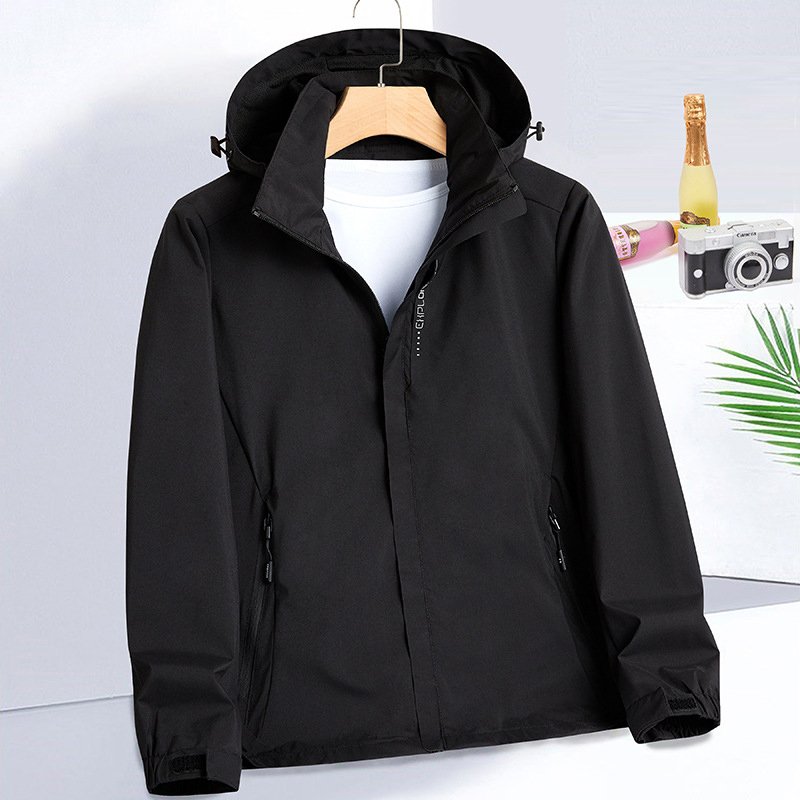 Men's Vintage Retro Waterproof Windbreaker Hood Jacket Running Hiking Rain Men Windbreaker Jacket
