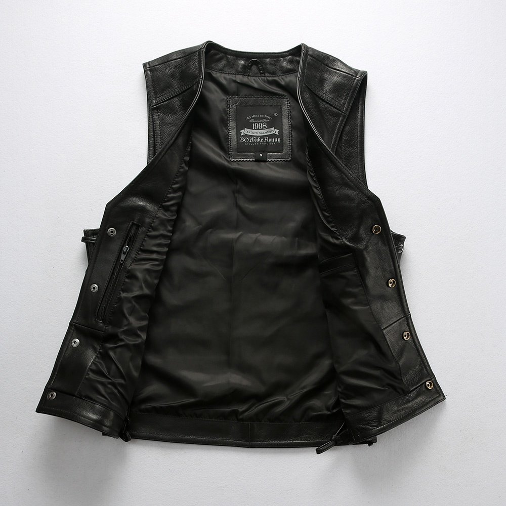 Wholesale vests for men stylish Genuine leather waistcoat motorcycle 100% natural cowhide Sleeveless jacket