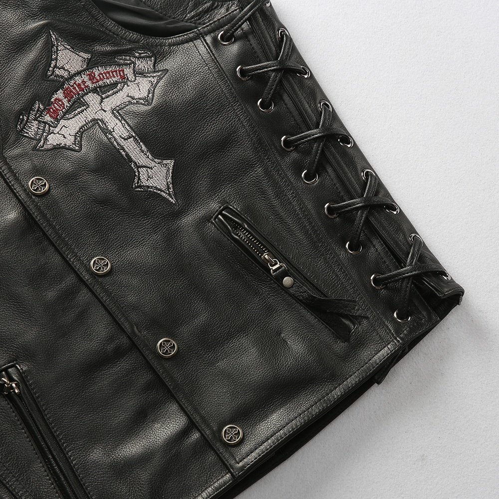 Wholesale vests for men stylish Genuine leather waistcoat motorcycle 100% natural cowhide Sleeveless jacket