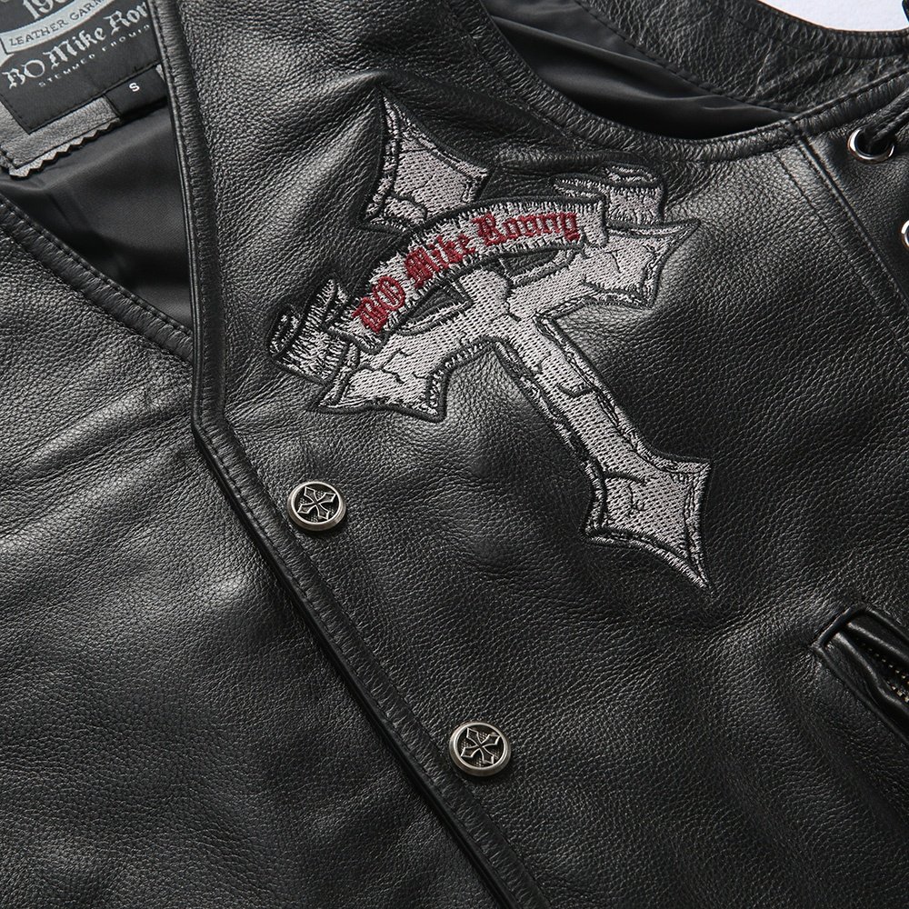 Wholesale vests for men stylish Genuine leather waistcoat motorcycle 100% natural cowhide Sleeveless jacket