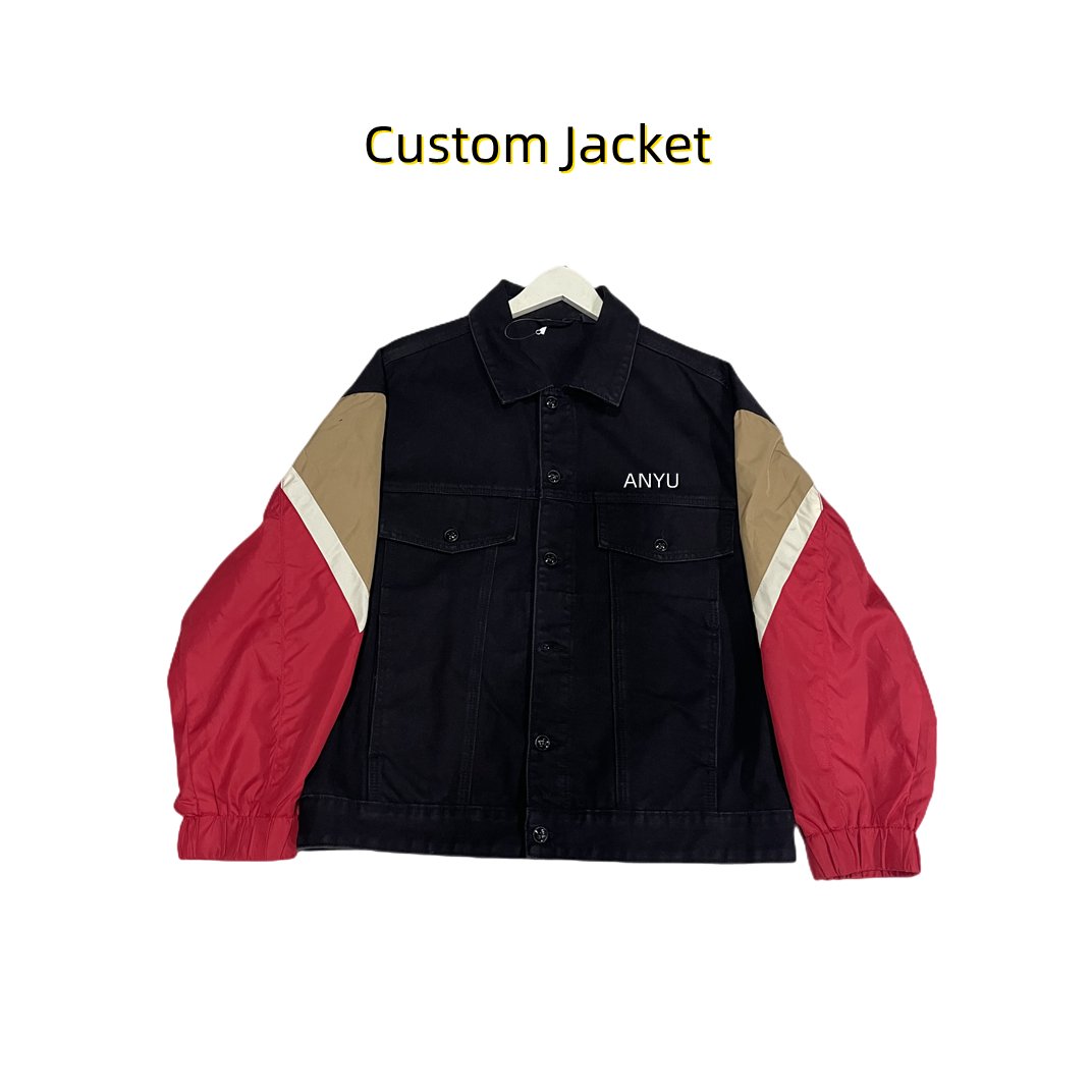 Custom street wear french terry fashion logo sports long sleeve plus size top coats print embroidery jogger fall men's jackets