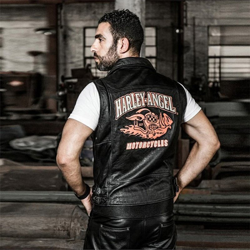 Factory Direct Sales Motorcycle Cow Skin waistcoat Sleeveless leather Jackets Men's Coat plus size Genuine Cowhide Leather Vest