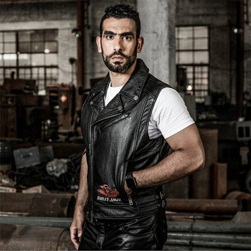 Factory Direct Sales Motorcycle Cow Skin waistcoat Sleeveless leather Jackets Men's Coat plus size Genuine Cowhide Leather Vest
