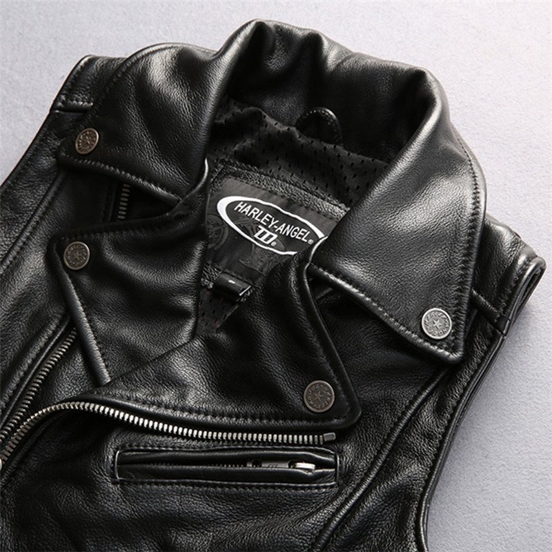 Factory Direct Sales Motorcycle Cow Skin waistcoat Sleeveless leather Jackets Men's Coat plus size Genuine Cowhide Leather Vest