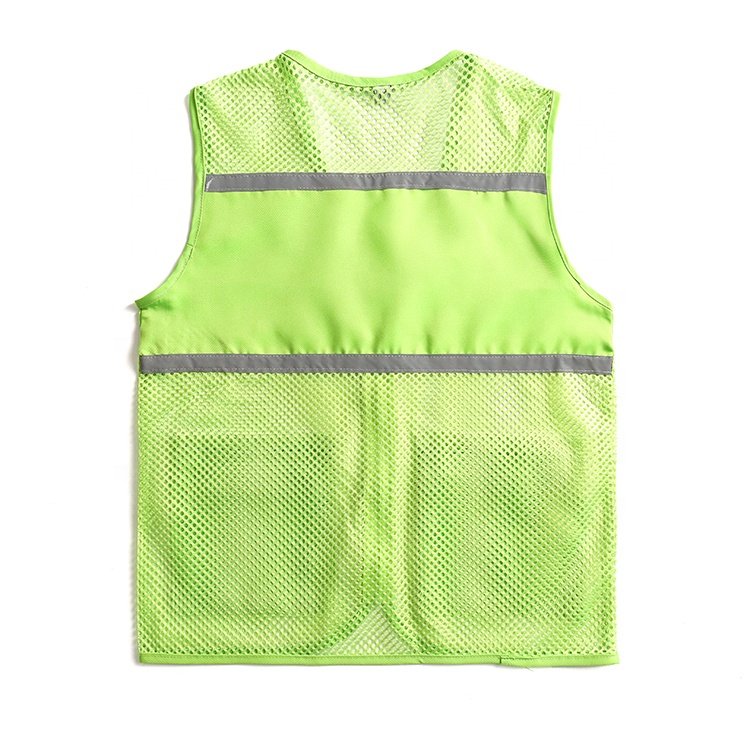 High Visibility Mesh Safety Cheap Yellow Reflector Jacket Reflective Vest with Pockets and Zipper Polyester Custom Men Women