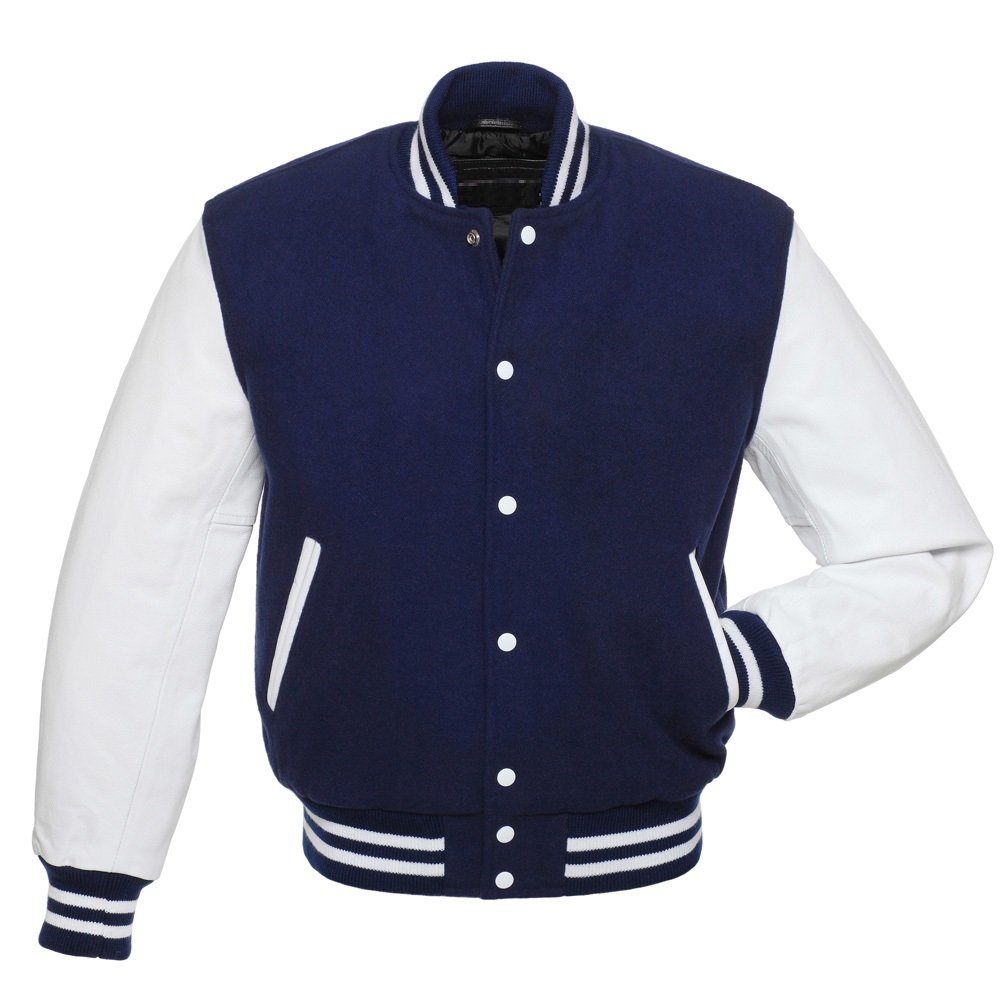Varsity Jackets Custom Plain White Leather Sleeves Men's Baseball Jacket Men Plain Blank Varsity Letterman Jackets