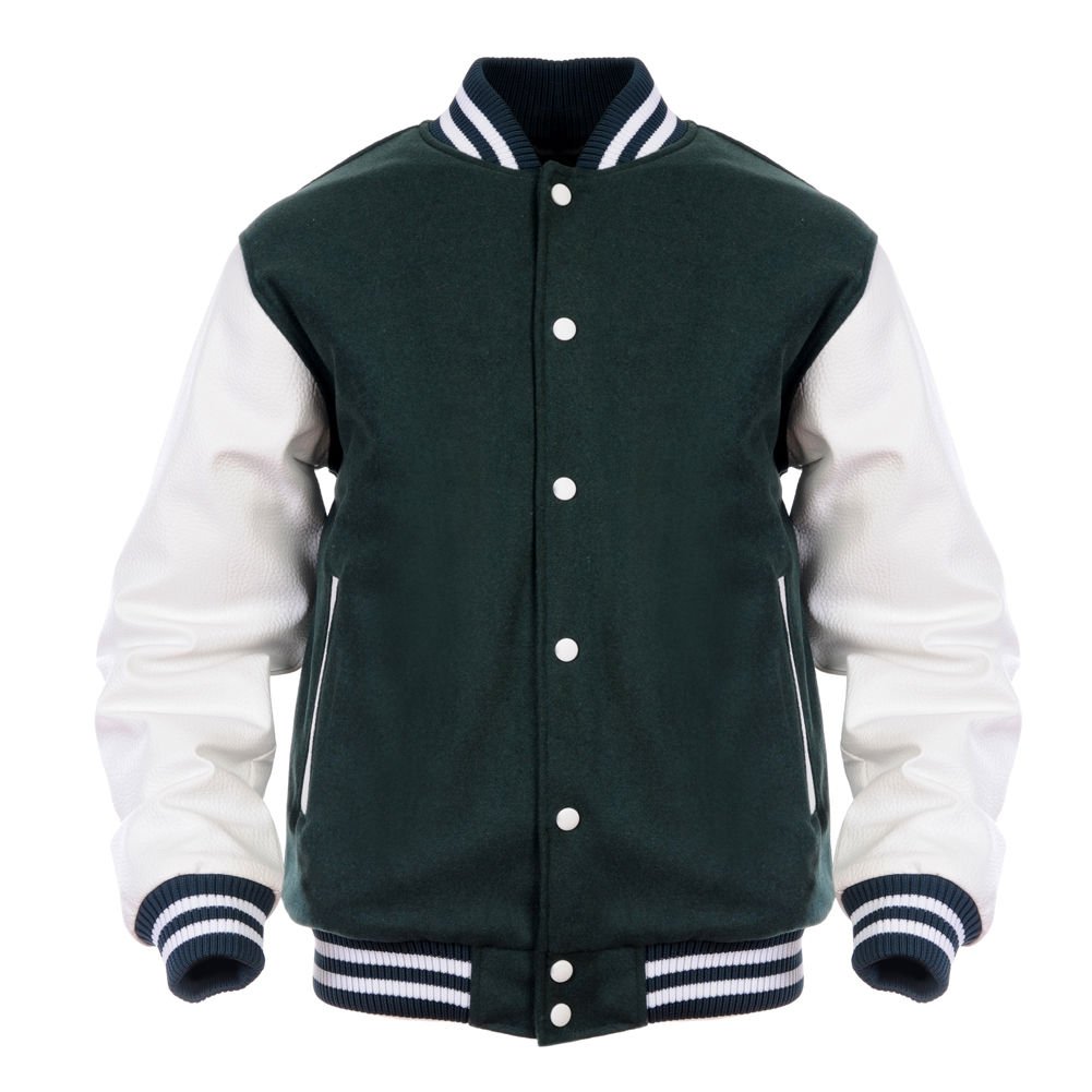 Varsity Jackets Custom Plain White Leather Sleeves Men's Baseball Jacket Men Plain Blank Varsity Letterman Jackets