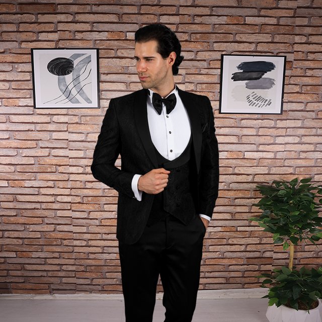 Charming Black Men Suits 3 Piece Slim Fit Wedding Groom Party Wear Coat Pant,Summer Winter Suit Formal Suit Business Set