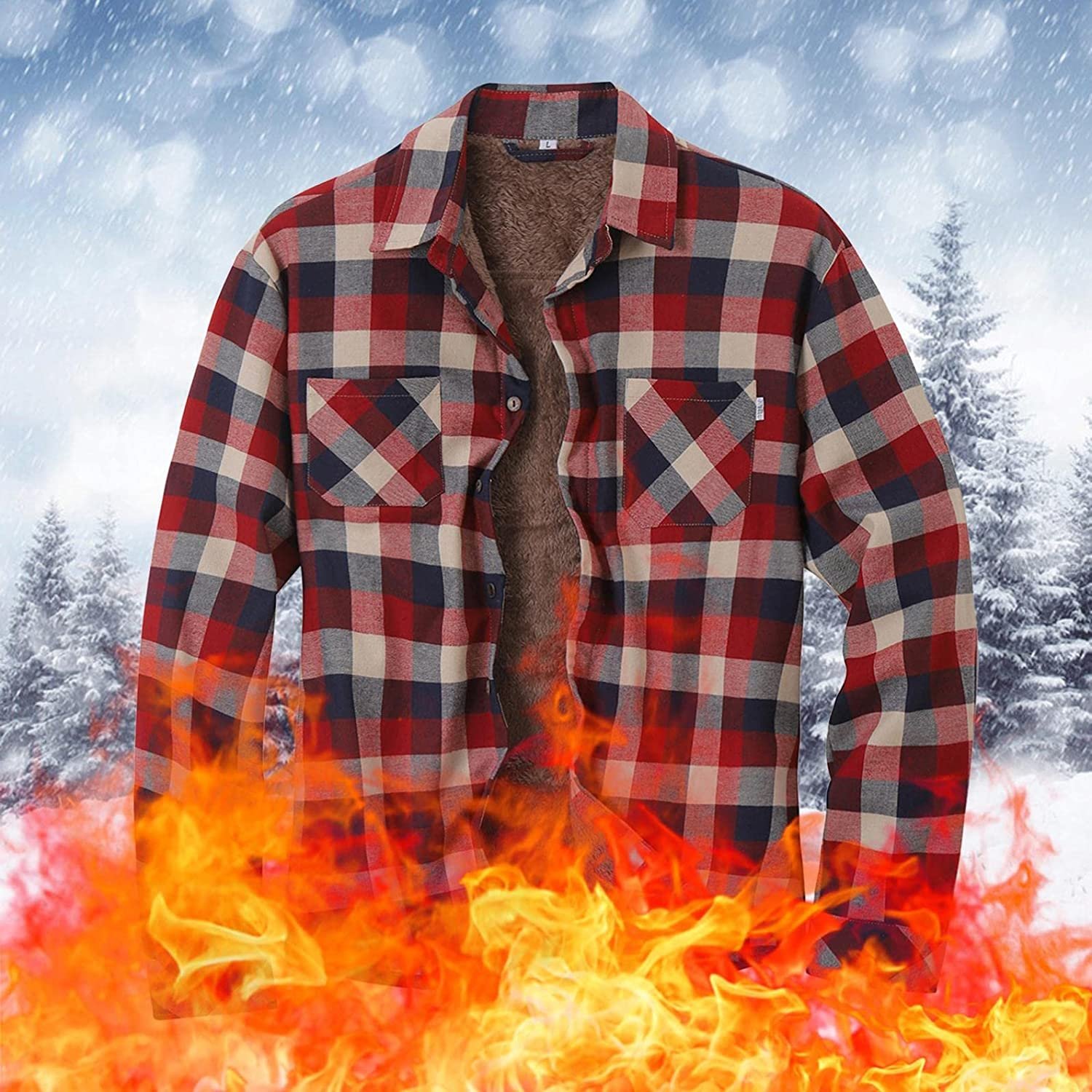 Custom Mens Plaid Sherpa Jacket Fleece Plus Size Men'S Jackets Long Sleeve Plaid Button Down Jacket