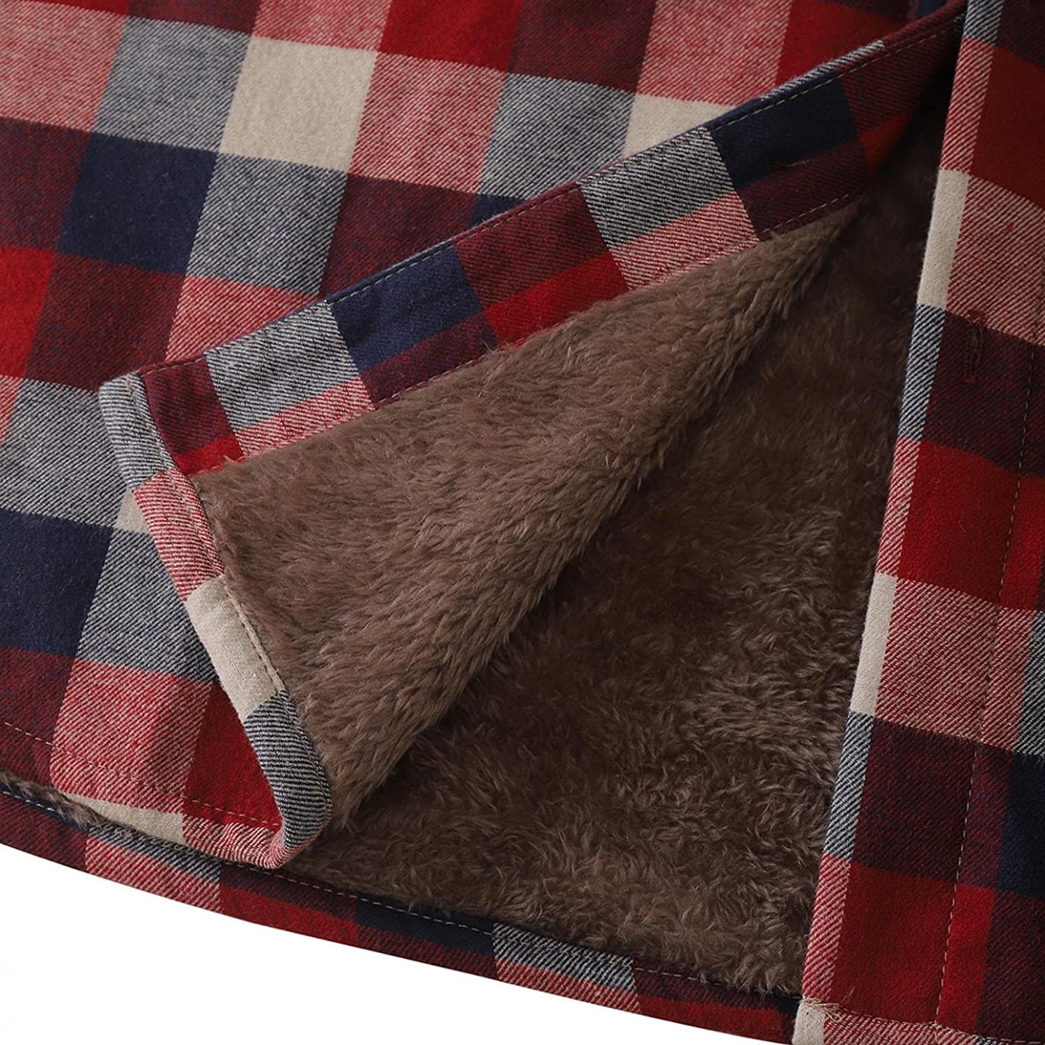 Custom Mens Plaid Sherpa Jacket Fleece Plus Size Men'S Jackets Long Sleeve Plaid Button Down Jacket