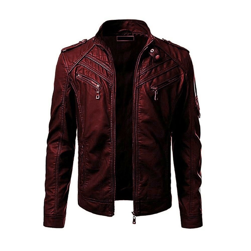 Plus Size 7XL 8XL PU Jacket Men Leather Coat Cargo Jacket Casual Biker Coat Solid Color Leather Jackets Male Big Size