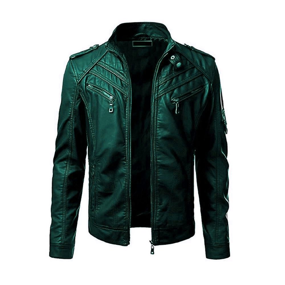Plus Size 7XL 8XL PU Jacket Men Leather Coat Cargo Jacket Casual Biker Coat Solid Color Leather Jackets Male Big Size