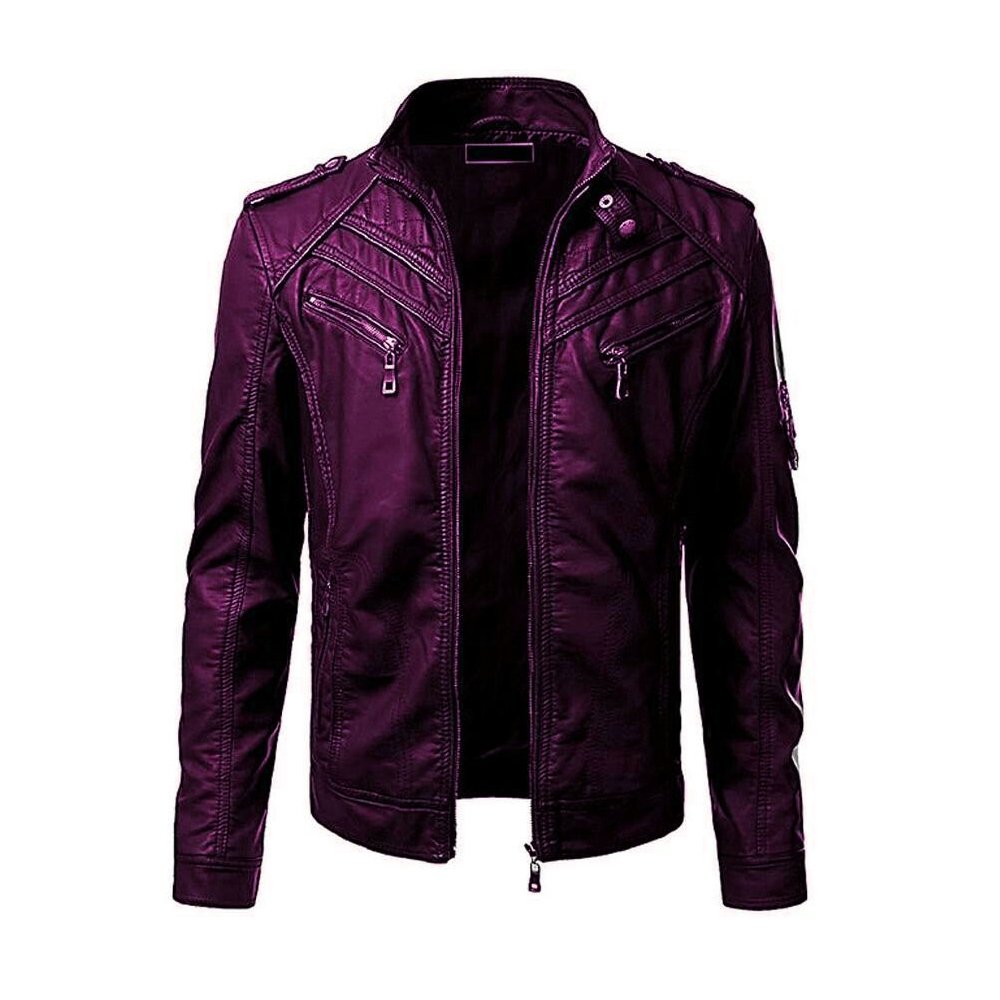 Plus Size 7XL 8XL PU Jacket Men Leather Coat Cargo Jacket Casual Biker Coat Solid Color Leather Jackets Male Big Size