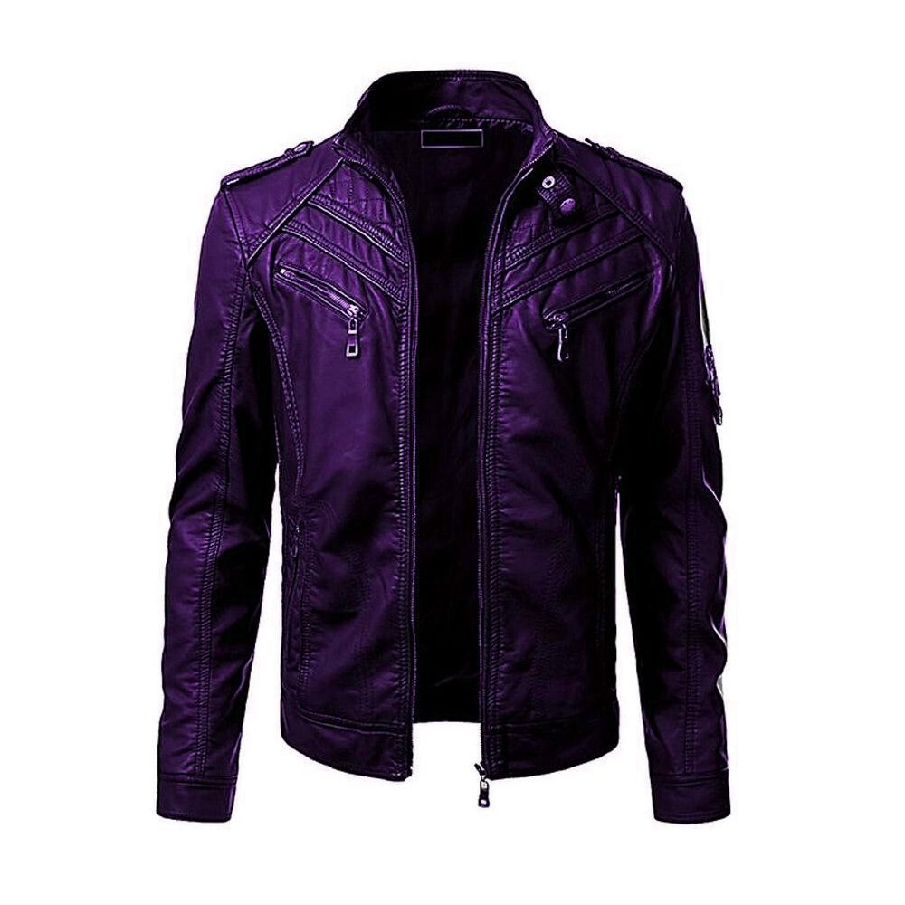 Plus Size 7XL 8XL PU Jacket Men Leather Coat Cargo Jacket Casual Biker Coat Solid Color Leather Jackets Male Big Size