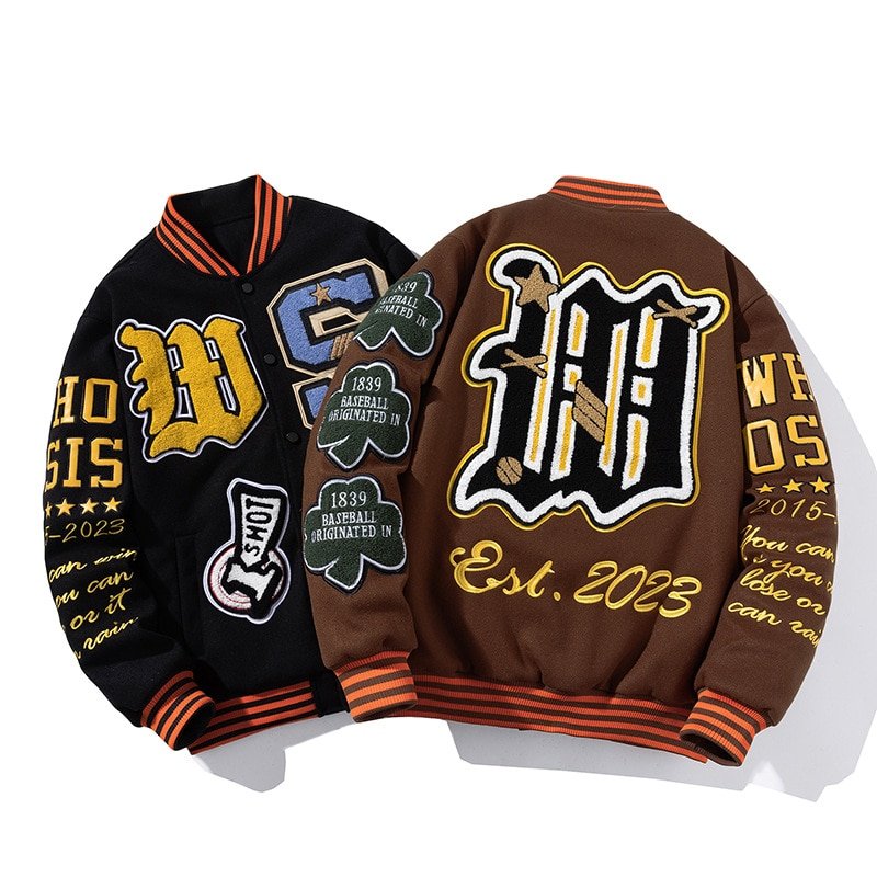 2022 Custom Logo Printed Letters Baseball Varsity Jackets Mens Custom Sports Uniforms Jacket with Leather Sleeves