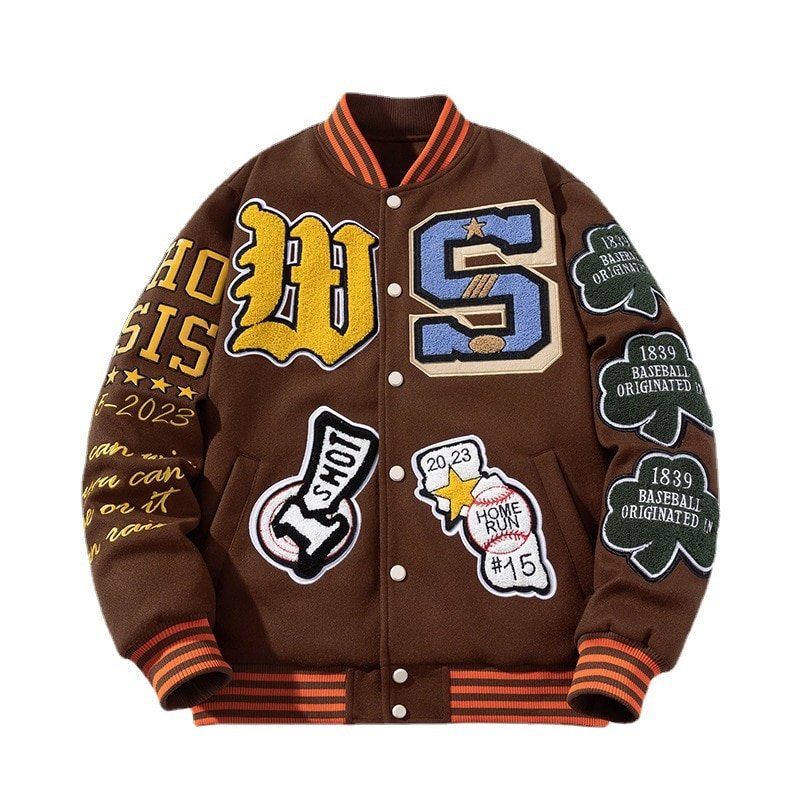 2022 Custom Logo Printed Letters Baseball Varsity Jackets Mens Custom Sports Uniforms Jacket with Leather Sleeves