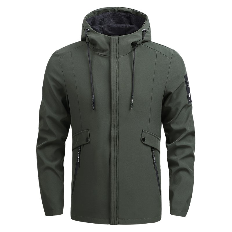 Custom Logo Plus Size Men's Clothing Solid Color Lightweight Windbreaker Jacket Hooded Full Zipper Stretchy Softshell Jacket Rop