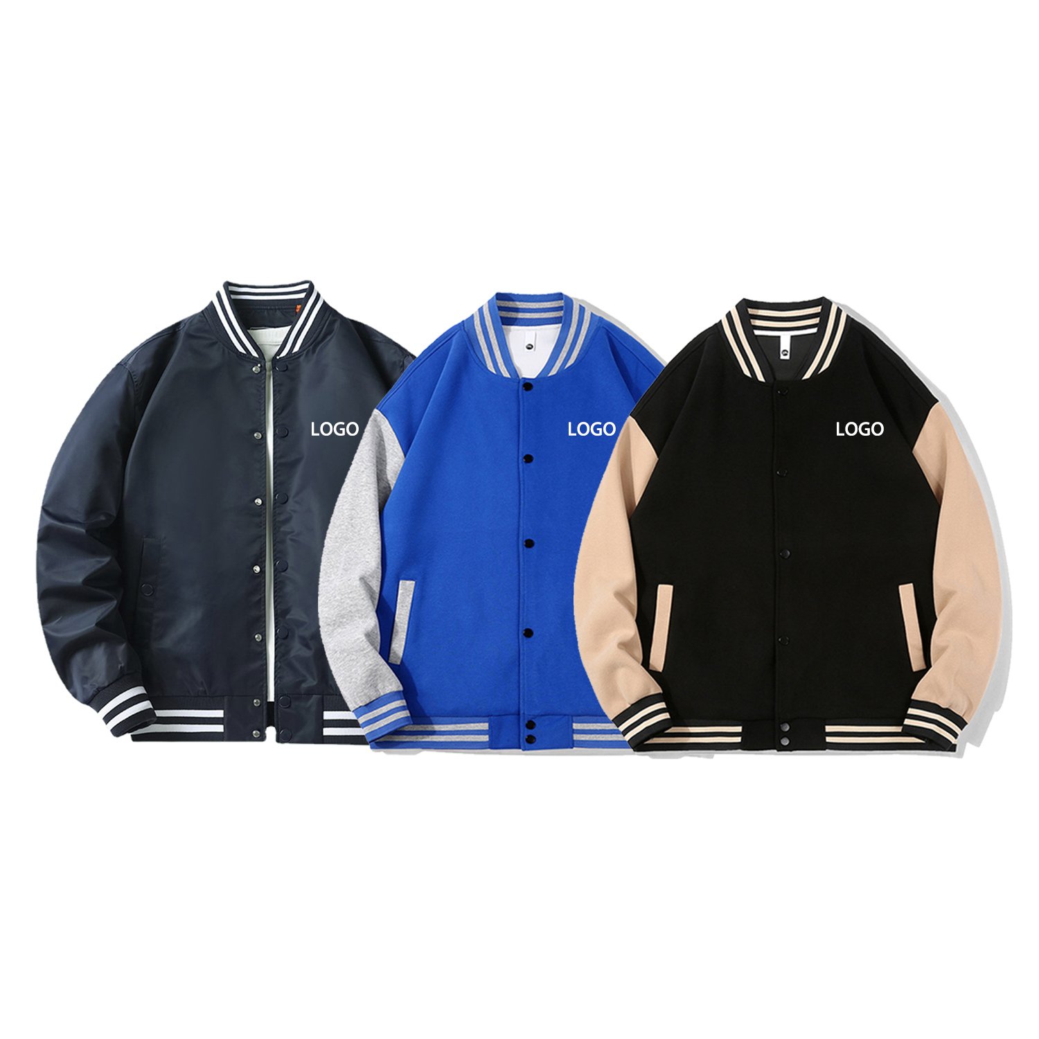 hot selling custom logo cotton outdoor jackets zip up windbreaker letterman down jackets for men's jacket