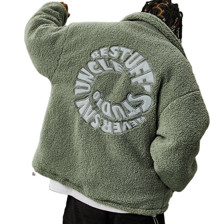 Factory Manufacturer Custom Stand Collar Men's Fleece Jacket Embroidery Zip Up Sherpa Fleece Jacket
