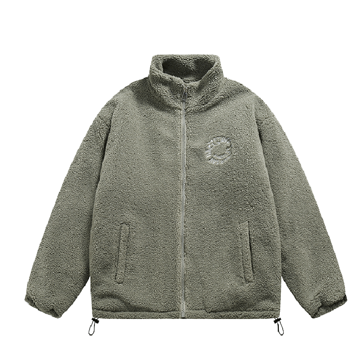 Factory Manufacturer Custom Stand Collar Men's Fleece Jacket Embroidery Zip Up Sherpa Fleece Jacket