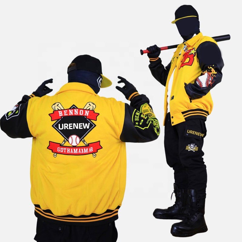 Custom Chenille Embroidered Logo Cool Style Fleece Winter Varsity Baseball Bomber Leather Varsity Jackets For Men