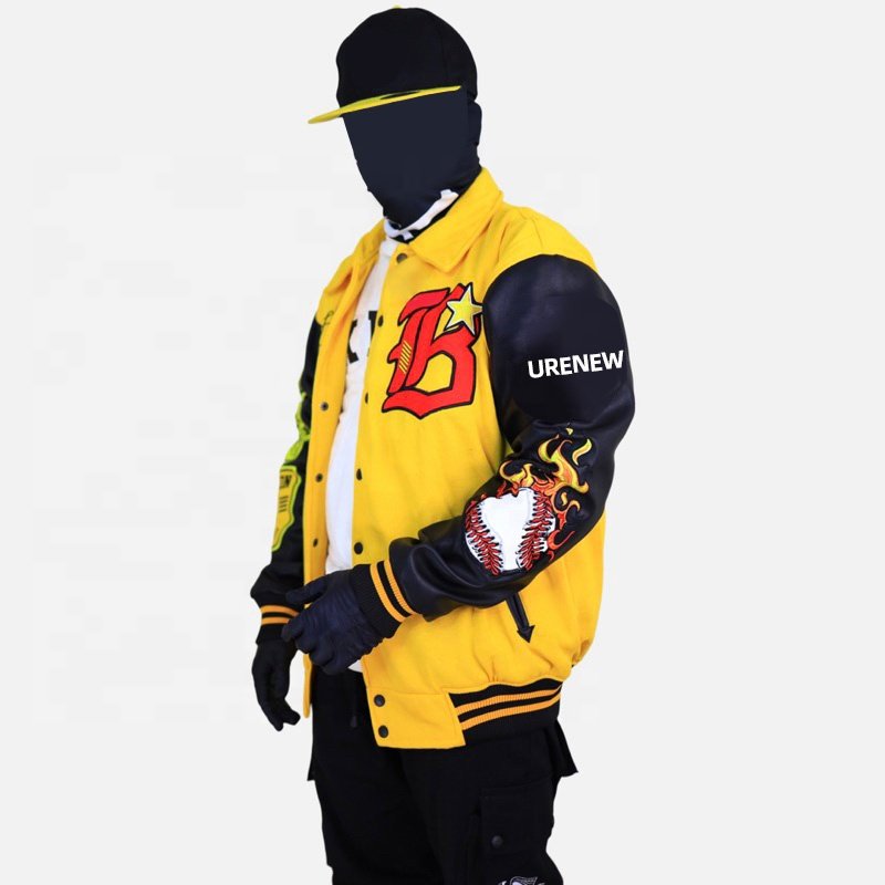 Custom Chenille Embroidered Logo Cool Style Fleece Winter Varsity Baseball Bomber Leather Varsity Jackets For Men
