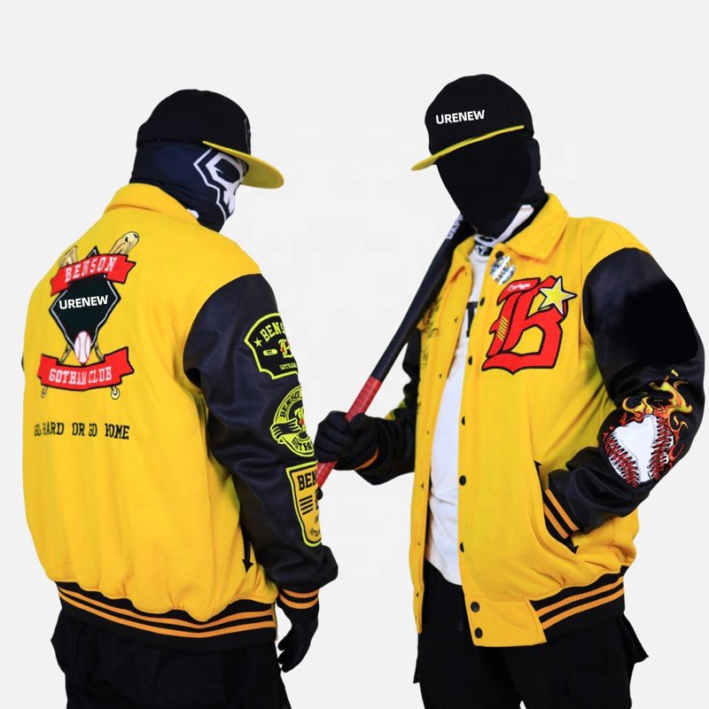 Custom Chenille Embroidered Logo Cool Style Fleece Winter Varsity Baseball Bomber Leather Varsity Jackets For Men