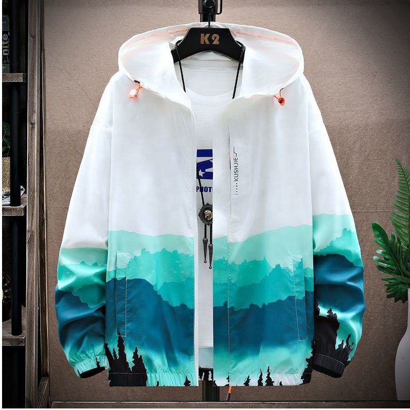 Custom Jacket Men's Self-cultivation Street Windbreaker Lapel Hoodie Autumn Wash Coat Hole Beggar Outfit Hip-hop Bomber Jacket