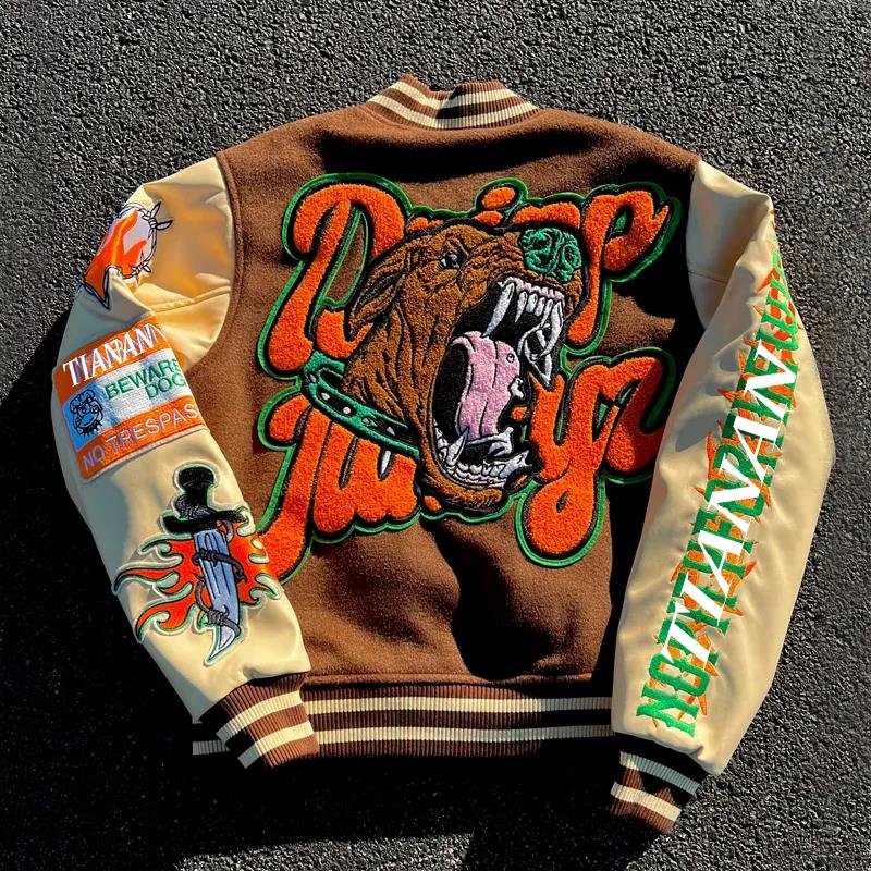 Streetwear Manufacturer Wholesale Custom Letterman Plus Size Varsity Jacket Man Winter Vintage School College Men'S Jackets Coat