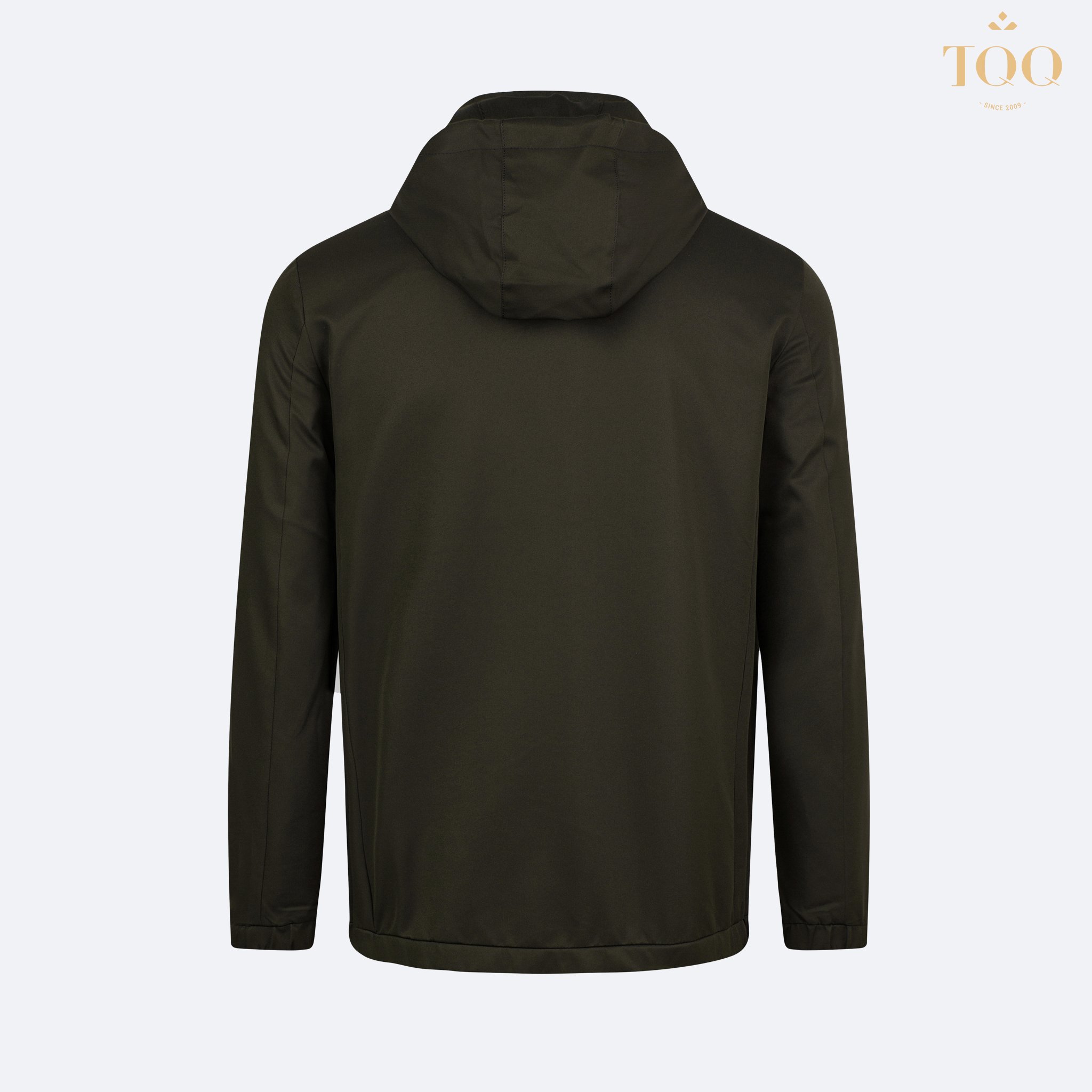 Winter style men's jackets Stand Collar Light Weight Jacket with Detachable Hood in Dark Green Zipper Polyester
