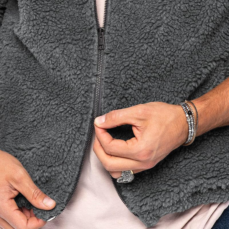 Custom Men's Reversible Sherpa Fleece Jacket Full Zipper Regular Fit Comfortable Warm Casual Winter Coat Jacket With Pockets