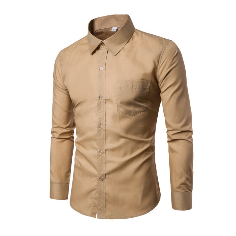 Ecoparty Men 's Fashion Candy Color Long sleeved Slim Business Casual Shirt Men Luxury Stylish Casual Slim Fit Casual Blouse