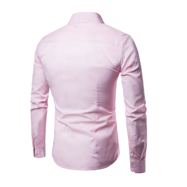 Ecoparty Men 's Fashion Candy Color Long sleeved Slim Business Casual Shirt Men Luxury Stylish Casual Slim Fit Casual Blouse