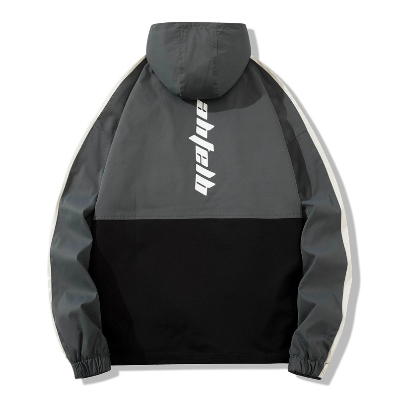 Multi Pockets Hooded Mens Windbreaker Jacket Autumn Patchwork Lightweight Zipper Men's Jacket Casual Sport chaqueta cortaviento