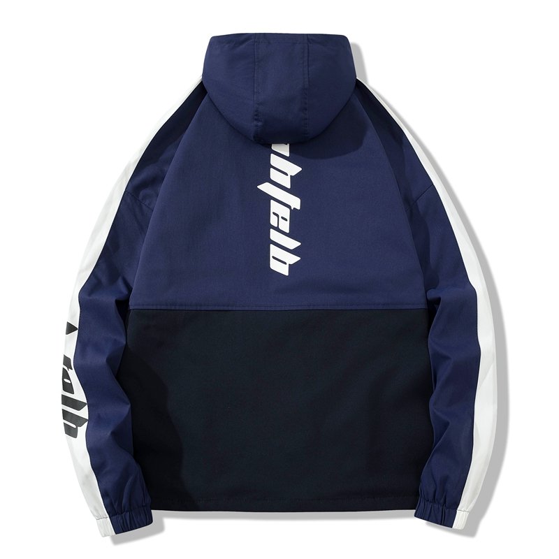 Multi Pockets Hooded Mens Windbreaker Jacket Autumn Patchwork Lightweight Zipper Men's Jacket Casual Sport chaqueta cortaviento