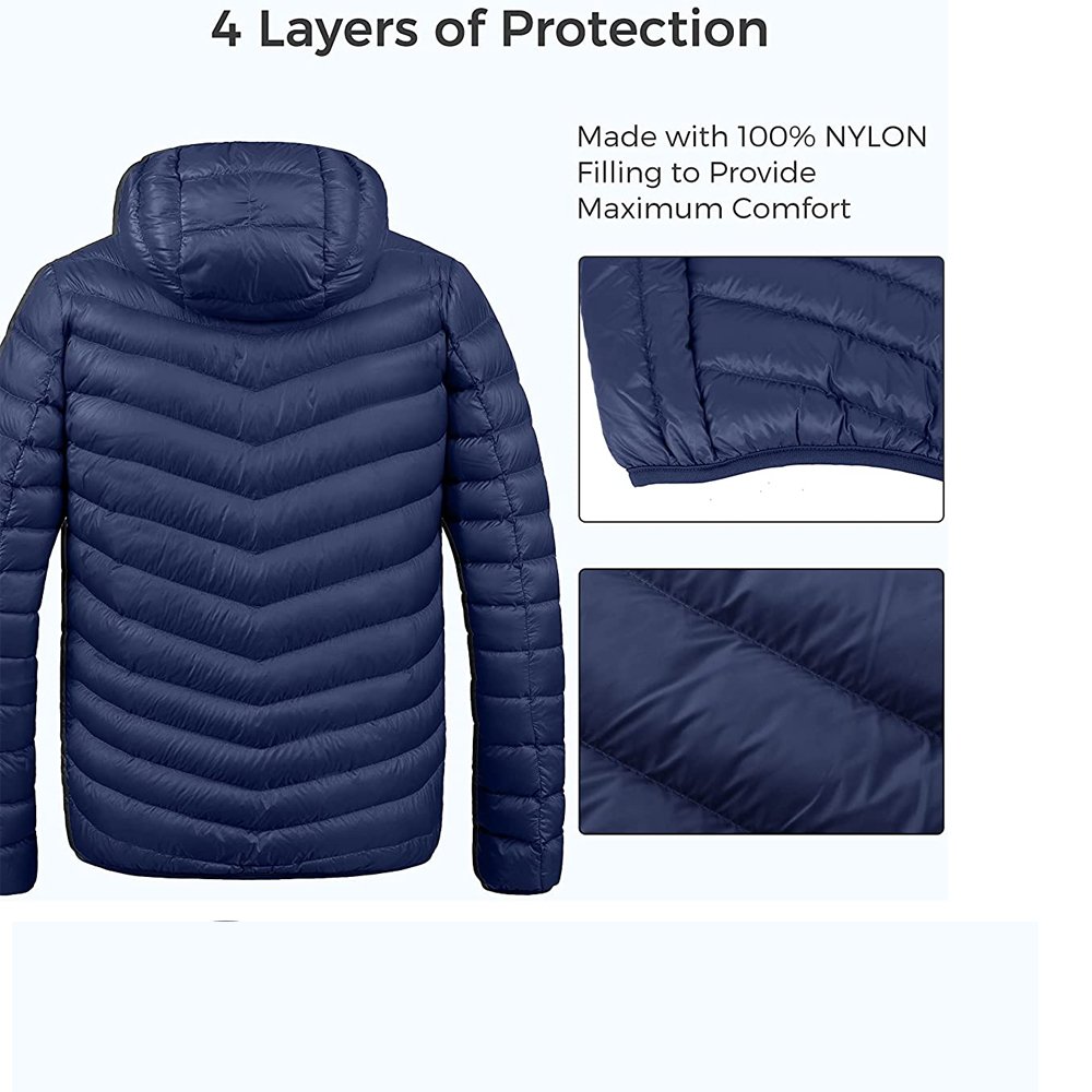 Customized Men Clothing Good Quality Men's Packable Puffer Jacket Hooded Winter Coat Insulated Snow Jackets High Quality Stand