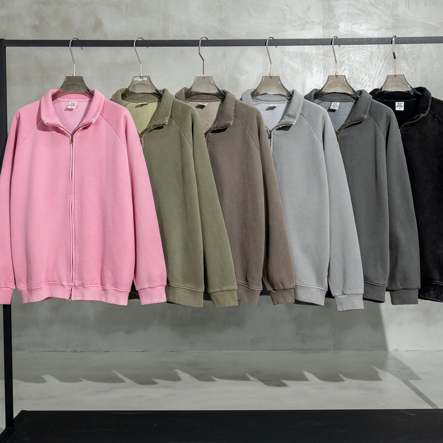 high quality Heavyweight blank oversized raglan unisex men's jacket working streetwear zipper fleece lined jacket