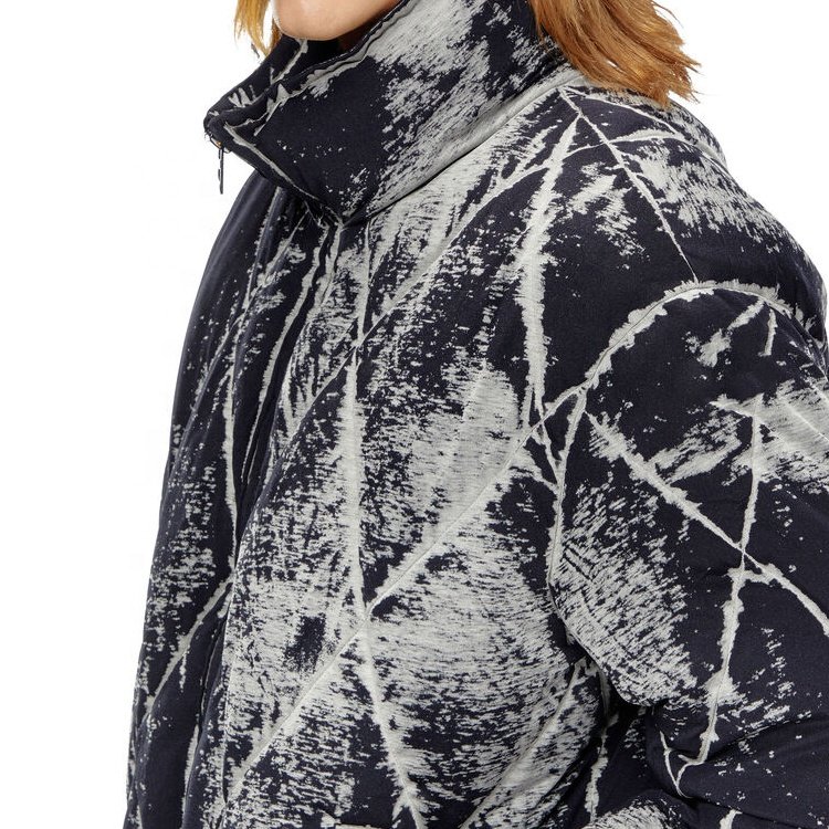 Vintage quilted men's tie-dye jersey down jacket with zipper stand collar