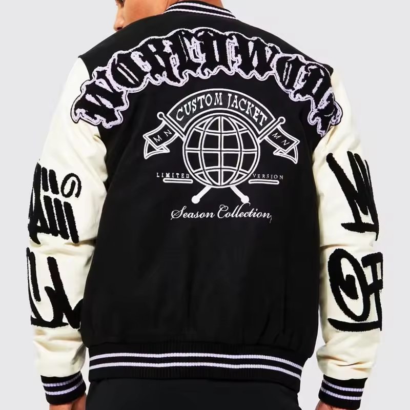OEM Custom Real Leather Varsity Jacket Free Design Embroidered Logo Letterman Jacket College Jacket