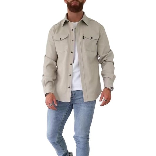 Wholesale Men's Autumn Winter New Full Sleeve Casual Shirt Outdoor Spring Autumn Design Solid Color Men's Shirt